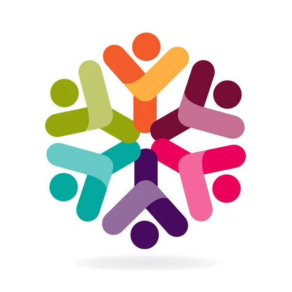 Logo Pracy Zespołowej Szczęśliwy Partnerów Przyjaźni Jedność Biznes Ikona Kolorowy — Wektor stockowy