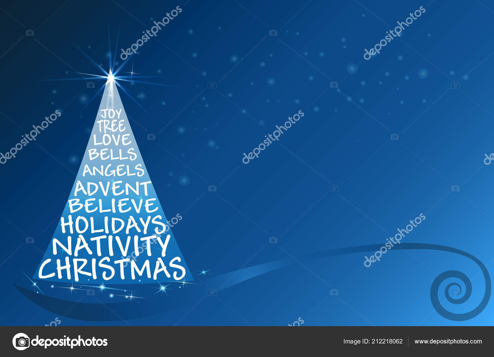 Christmas card Christmas tree blue greetings card editable vector image — Vektor od Glopphy