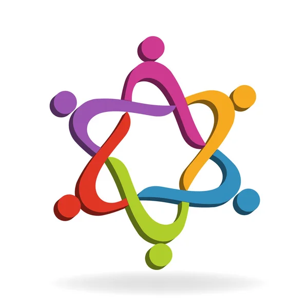Logo Teamwerk Helpen Mensen Vector Afbeelding — Stockvector