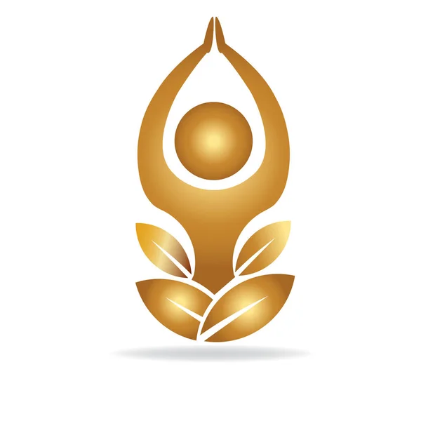 stock vector Logo gold lotus yoga man vector image template