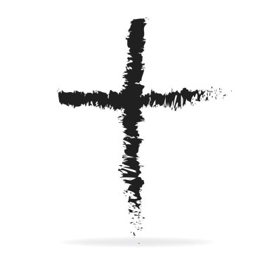 Cross of Ashes Christian religion symbol in grunge style clipart