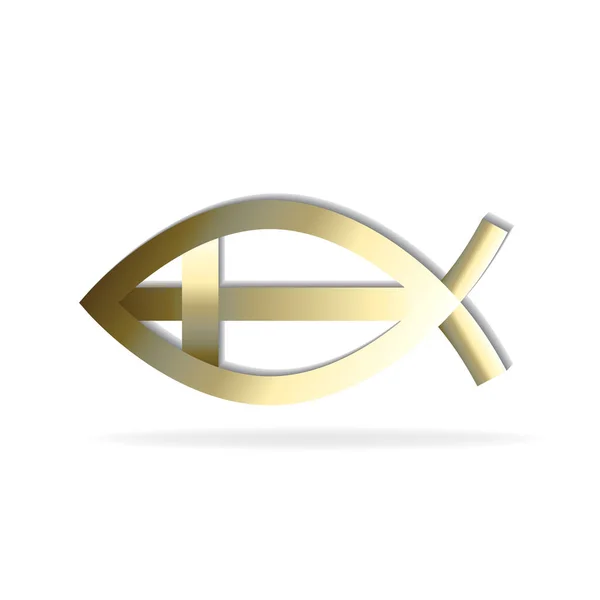 Logotyp Kristna Korset Och Fisk Ikon Symbol — Stock vektor