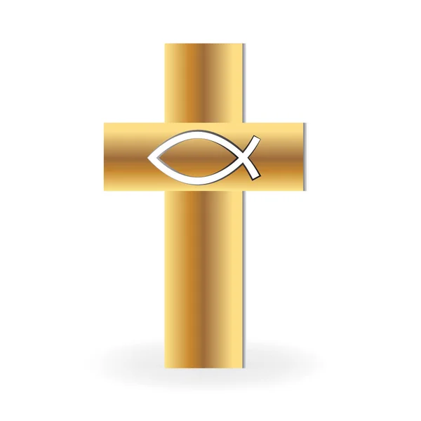 Logo Altın Haç Sembolü Vektör Görüntü Tasarımı — Stok Vektör