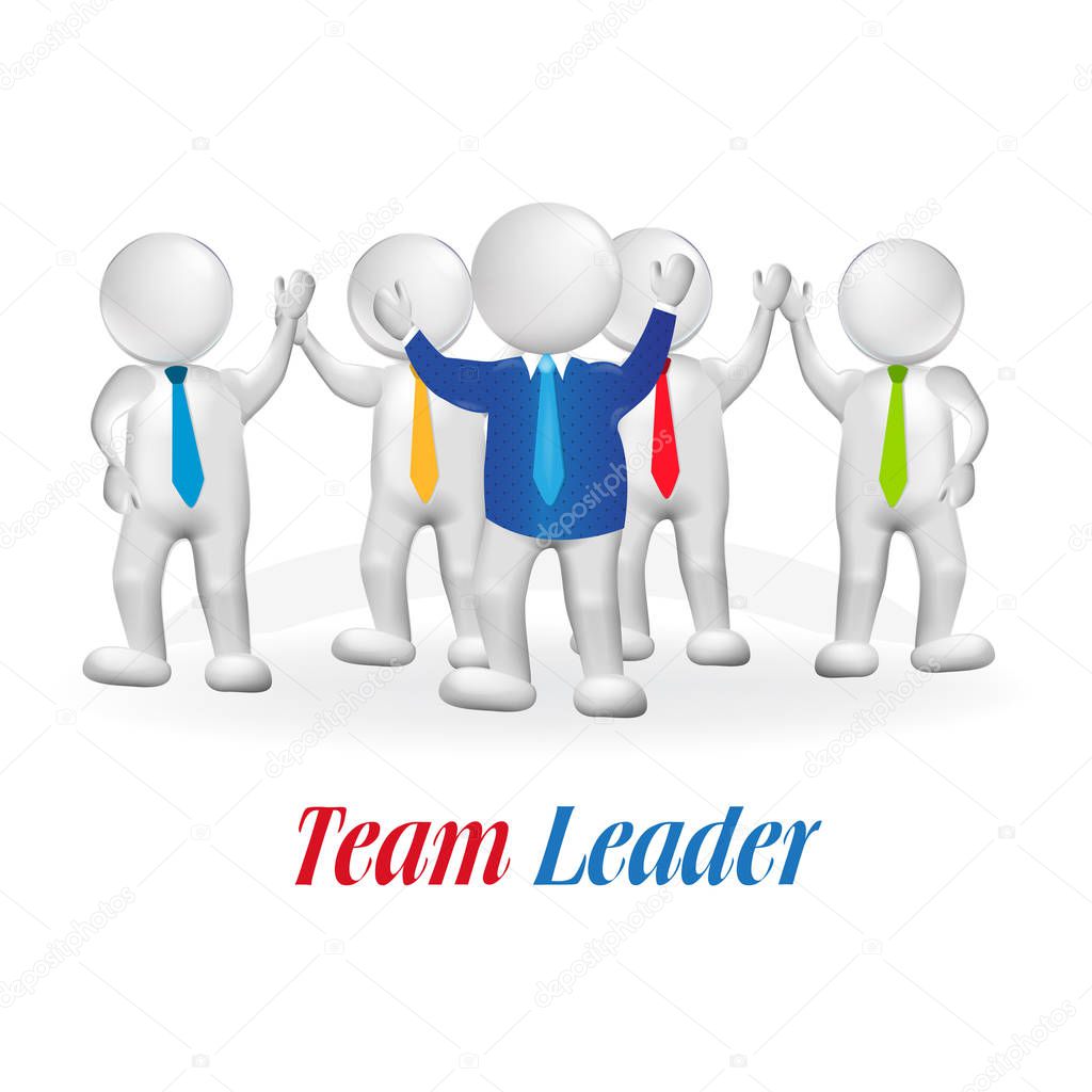 3d small person leader teamwork successful logo vector image