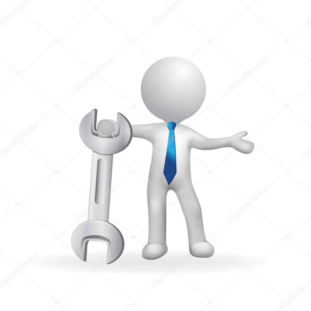 Logo 3d Small People with Wrench