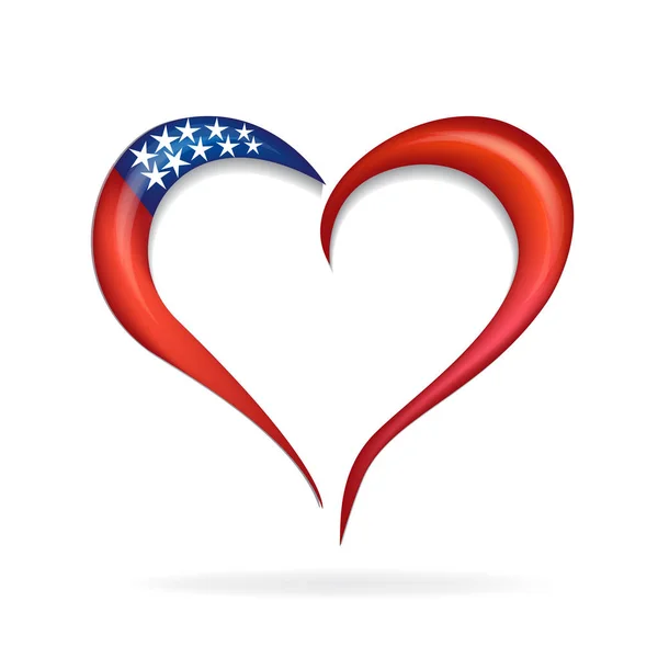 Love Heart Usa Flag Icon Logo Symbol Vector Image Template — Stock Vector