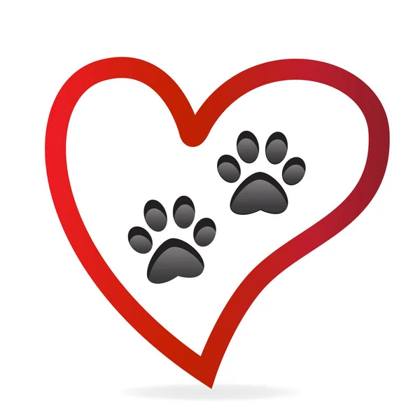 Logotipo Animal Estimação Pata Dentro Coração Amor Logotipo Vetor Icon — Vetor de Stock