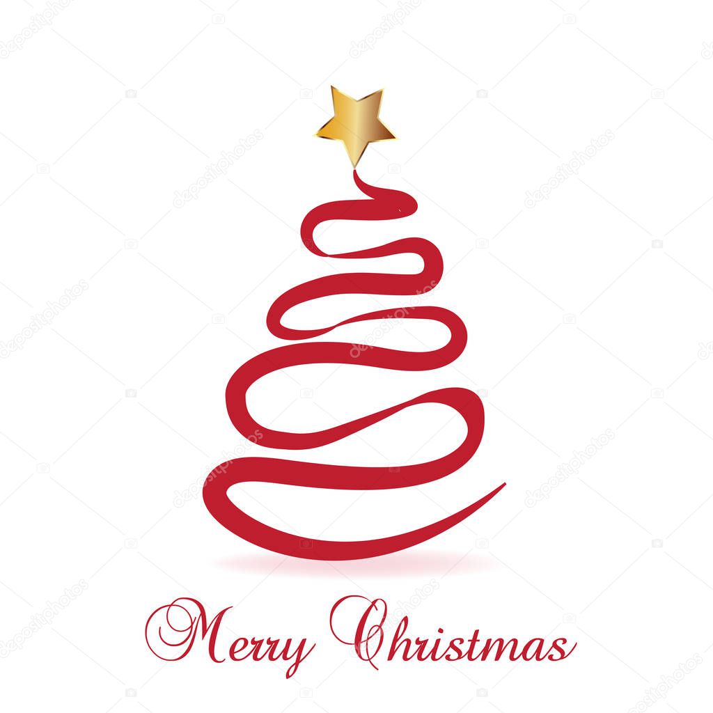 Christmas tree greetings card vector red image