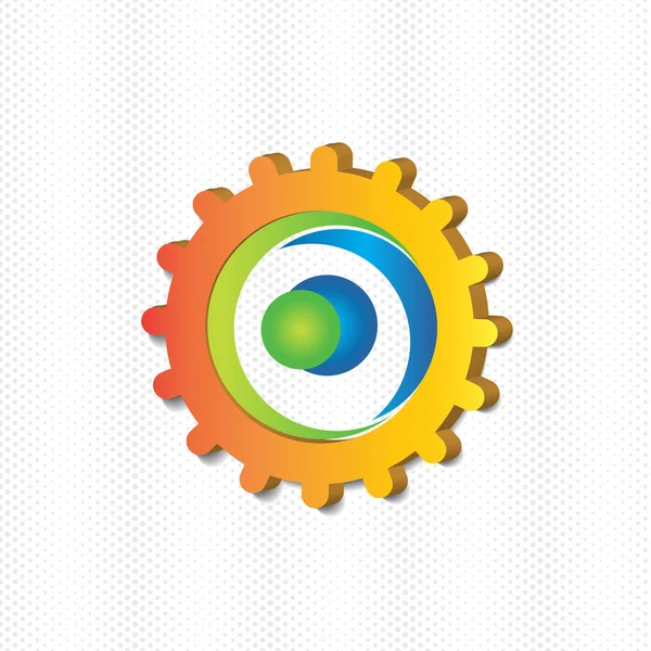 Trabalho Equipe Pessoas Engrenagem Ícone Logotipo Imagem Vetorial — Vetor de Stock
