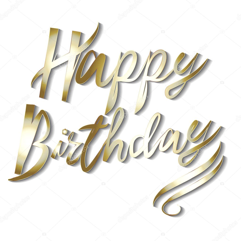 Happy Birthday calligraphic gold word vector image