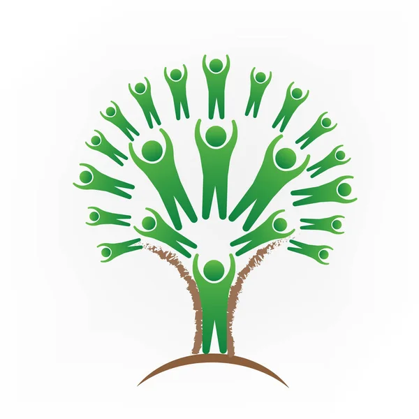 Yeşil Ağaç Çalışması Insanlar Logo Vektör Görüntü — Stok Vektör