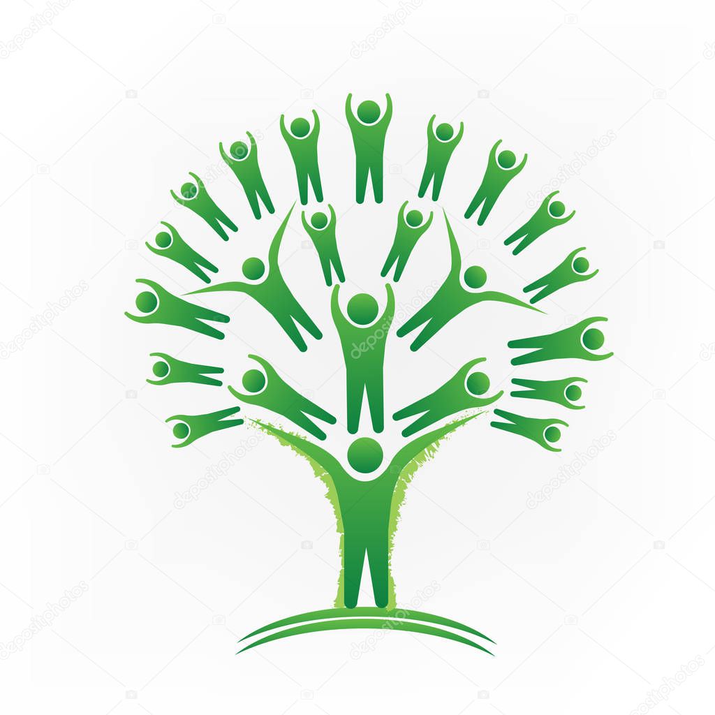 Tree teamwork people logo vector