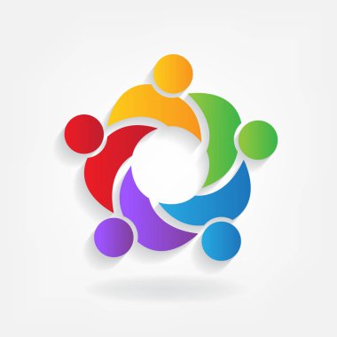 Ekip çalışması ile bir daire oluşturan işadamları logosu