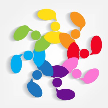 Ekip çalışması insanlar konuşma konferans sembol logo vektör Toplantı