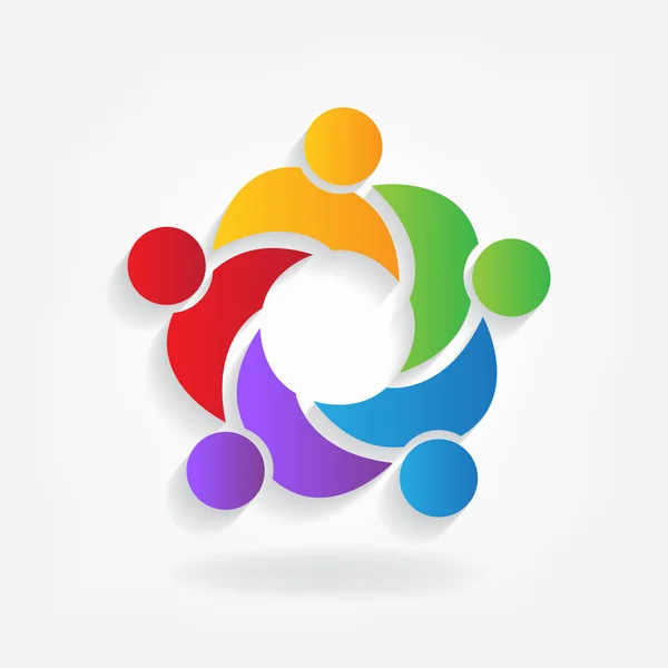 円を形作るビジネスマンとのチームワークのロゴ — ストックベクタ