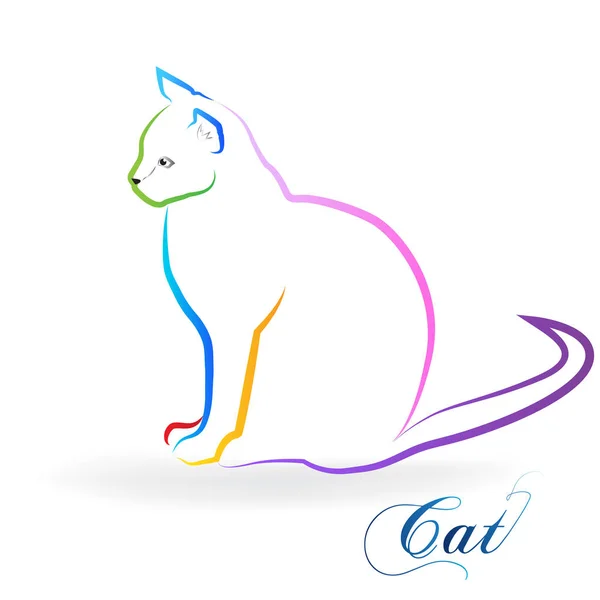 Logo Cat Silueta Barevné Tetování Vektor — Stockový vektor