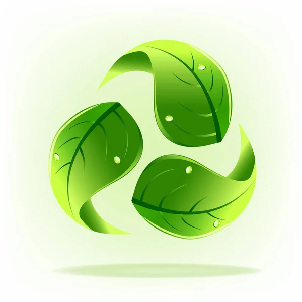 Logo Green Leafs Recycle Symbol Vector Design — Stock Vector