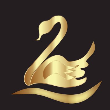 Logo altın kuğu vektör tasarımı