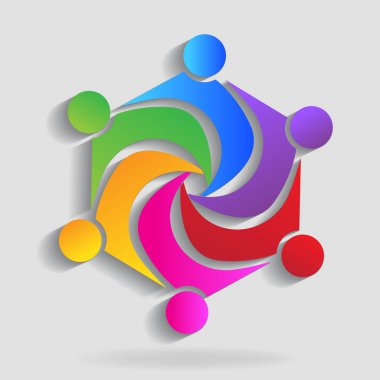 Renkli vektör logo tasarım logo çalışması birlik insanlar
