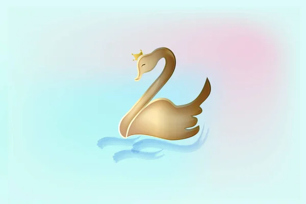Cygne Avec Logo Vecteur Couronne — Image vectorielle