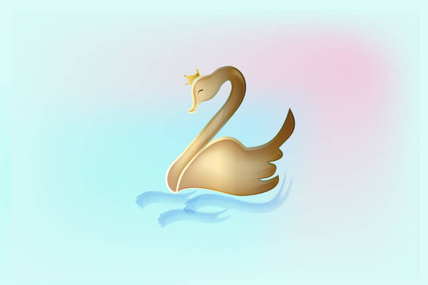 Swan with crown vector logo