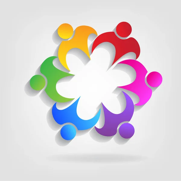 Travail Équipe Embrassé Icône Logo Carte Visite Identité Personnes — Image vectorielle