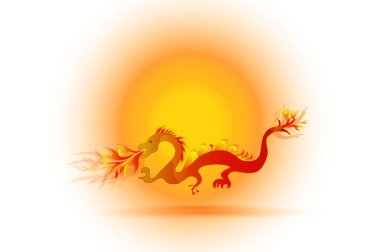 Çin kızıl ejder simgesi logo kimlik kartı vektör görüntü şablon