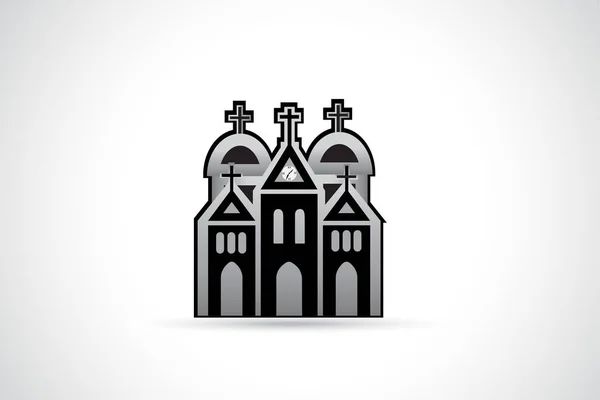 教堂标志图像在单色插图 — 图库矢量图片