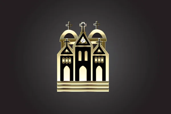 Altın Rengi Siyah Illüstrasyon Altın Siyah Kilise Görüntü Illüstrasyon — Stok Vektör