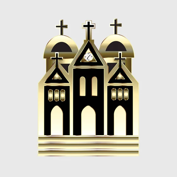 Church Image Gold Black Illustration — Stock Vector