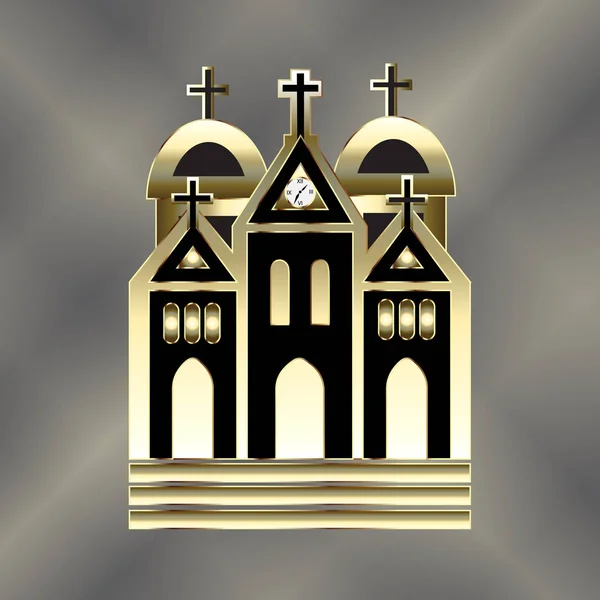 Kyrka Bild Guld Och Svart Illustration Guld Och Svart Illustration — Stock vektor