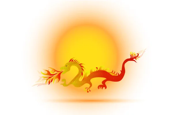 Chineză Roșu Dragon Logo Card Șablon Imagine Vector — Vector de stoc