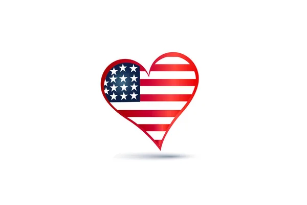 Bandera Amor Corazón Forma Logo Icono Diseño Vectores — Vector de stock