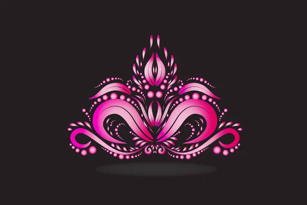 Floral Vintage Roze Lotus Bloem Vector Afbeelding Sjabloon — Stockvector