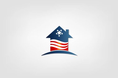 Amerikan bayrağı simgesi logosu ile ev