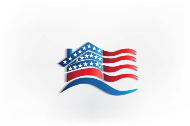 Logo House ABD bayrak sallayarak kimlik iş kimlik kartı simgesi