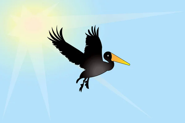 Pelikan Vogel Icon Card Vektor Bild Hintergrund — Stockvektor