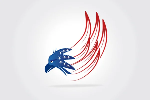 Dzień Niepodległości Orłem Latający Usa Amerykańską Flagę Wektor Logo Obrazu — Wektor stockowy