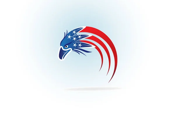 Giorno Dell Indipendenza Eagle Flying Usa American Flag Vector Logo — Vettoriale Stock