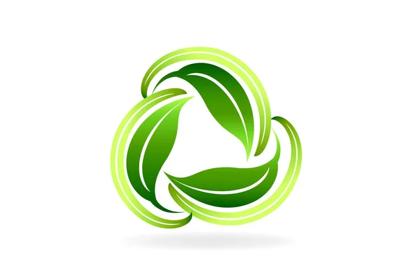 Logo Feuilles Écologie Recycler Symbole Icône Vecteur — Image vectorielle