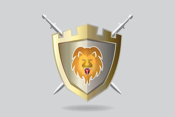 シールド内ロゴ獅子ベクトル画像のデザイン — ストックベクタ