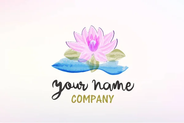 Vackra Lotus Blomma Dekoration Akvarell Logotyp Vektorbild — Stock vektor