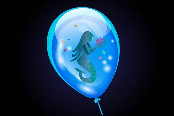 Sirena Globo Con Corazón Amor Plantilla Imagen — Vector de stock