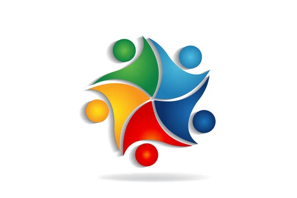 Logo Glücklich Erfolgreiche Teamarbeit Einheit Menschen Vektor — Stockvektor