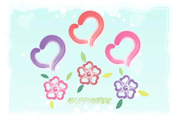 Acuarela Floral Amor Corazón Postal Vector — Vector de stock