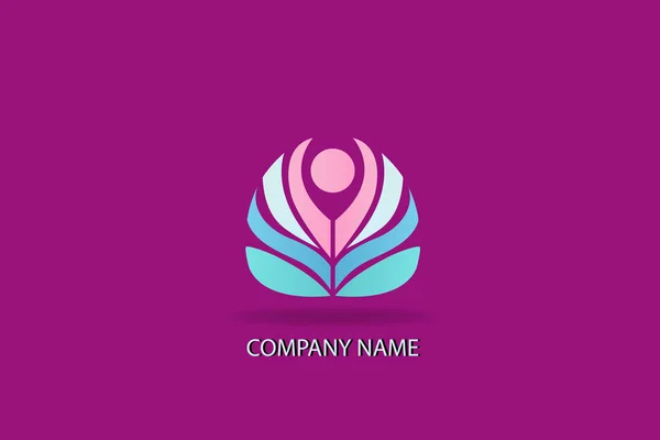 Logo Yoga Flor Loto Vector Plantilla Imagen — Vector de stock