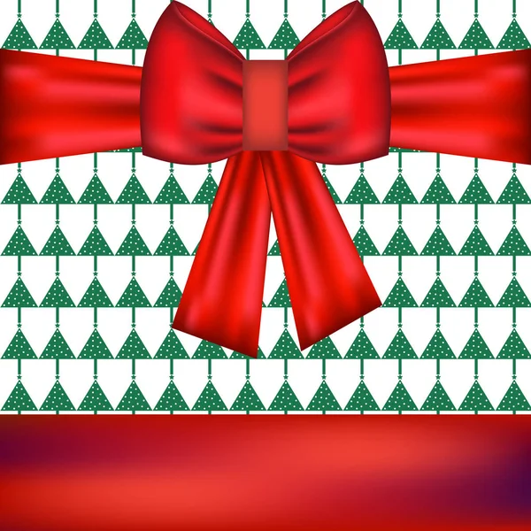 Χριστουγεννιάτικο Κουτί Δώρου Κόκκινη Κορδέλα Χριστουγεννιάτικη Κάρτα Διάνυσμα — Διανυσματικό Αρχείο