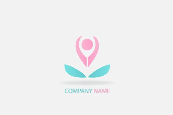 Logo Yoga Uomo Loto Fiore Immagine Vettoriale — Vettoriale Stock