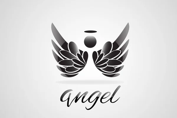 Skiss Angel Wings Logo Vector Mall — Stock vektor