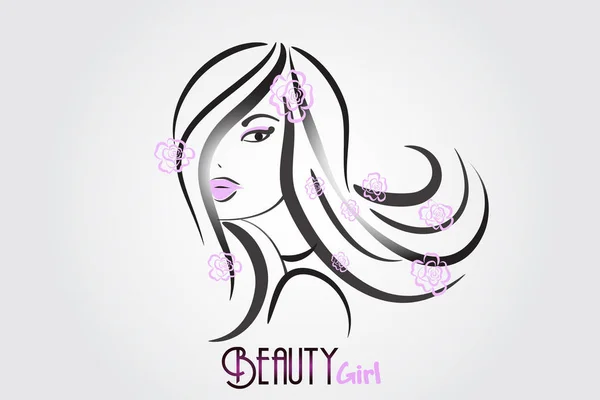 Logo Beauty Pretty Woman Model Vector Image — Stock Vector